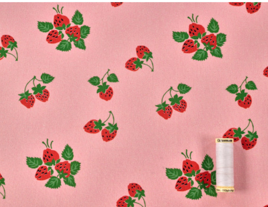 Fabric Godmother Strawberry Fayre Viscose & Linen Pink - Half Metre