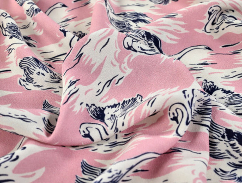Fabric Godmother Odette Swan viscose Crepe Pink - Half Metre