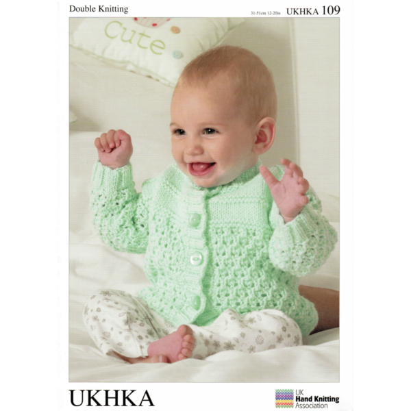 Knitting Pattern Baby Cardigans Double Knitting - UKHKA 109