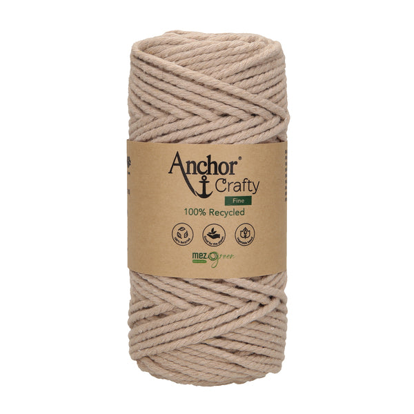 Anchor Crafty Fine 100% Recycled Macrame Cord 3mm - Pearl 00106