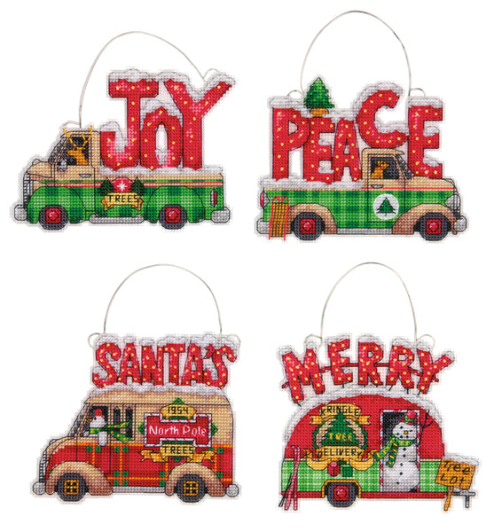 Dimensions Ornaments Holiday Truck Ornaments Counted Cross Stitch Set of 4 - 70-08974