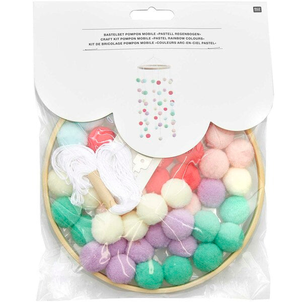 Rico Craft Kit Pompon Mobile - Pastel Rainbow Colours - 500472