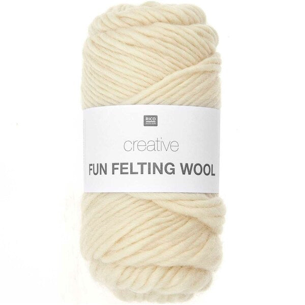 Rico Creative Fun Felting Wool Yarn 50g - Cream 001