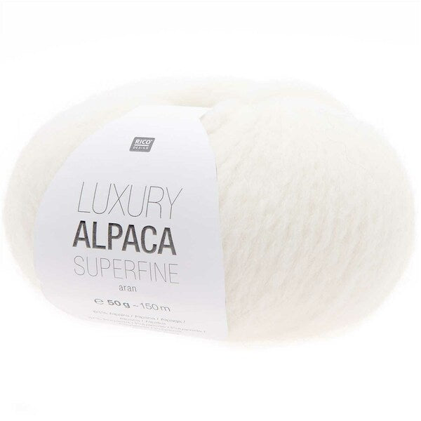 Rico Luxury Alpaca Superfine Aran Yarn 50g - Cream 001