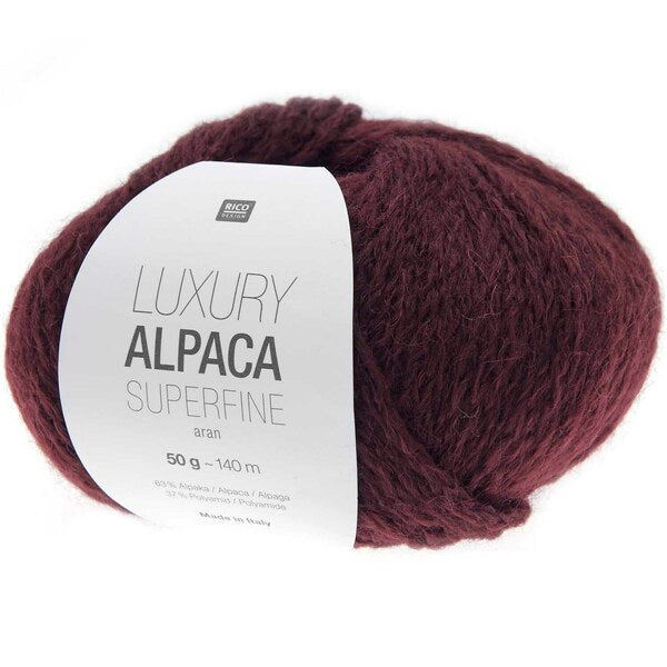 Rico Luxury Alpaca Superfine Aran Yarn 50g - Wine Red 028