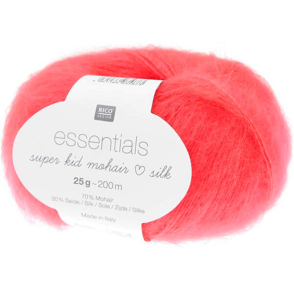 Rico Essentials Super Kid mohair Loves Silk Lace Weight Yarn 25g - Neon-Red 064