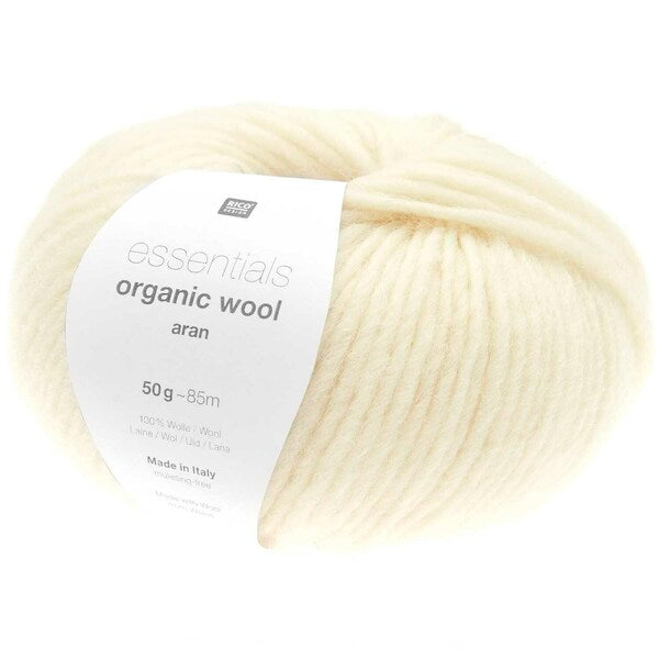 Rico Essentials Organic Wool Aran Yarn 50g - Cream 001