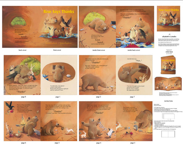 Bear Says Thanks Fabric Book Panel