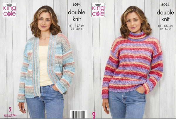 Knitting Pattern Ladies Sweater & Jacket King Cole Bramble DK - 6094