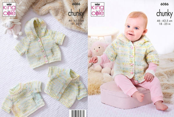 Knitting Pattern Baby Tops - King Cole Bumble Chunky - 6086