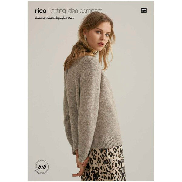 Knitting Pattern Ladies Sweater - Rico Luxury Alpaca Superfine Aran - 818