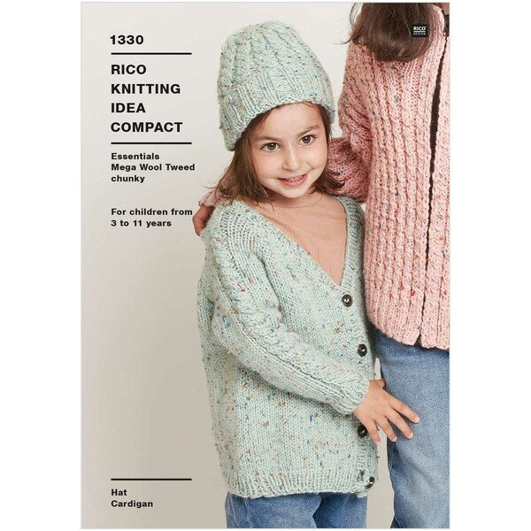 Knitting Pattern Childs Hat & Cardigan 3-11 years - Rico Essentials Mega Wool Tweed Chunky - 1330