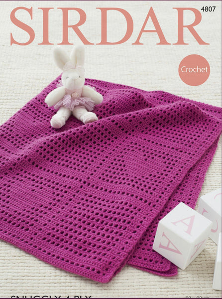 Crochet Pattern Blanket Sirdar Snuggly 4 Ply - 4807