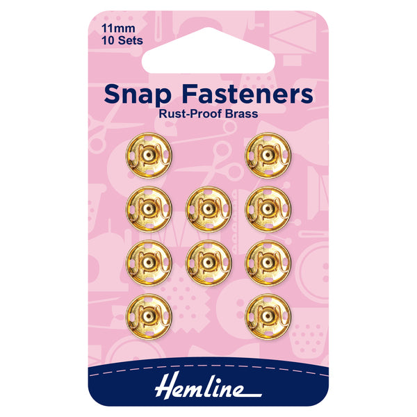 Hemline Snap Fasteners Sew-On 11mm Gold - H420.11.G