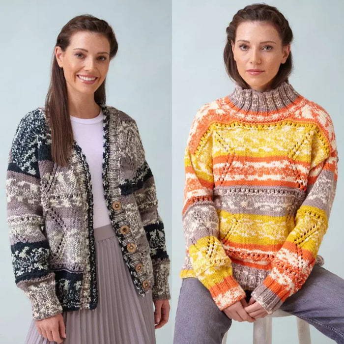 Knitting Pattern Ladies Cardigan & Sweater in King Cole Nordic Chunky 6271
