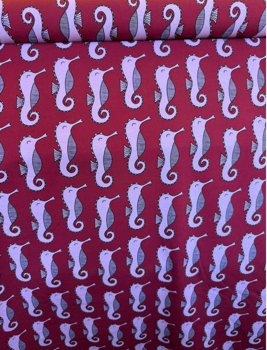 Editex French Terry Fabric 160cm PER HALF METRE Seahorses 0201416