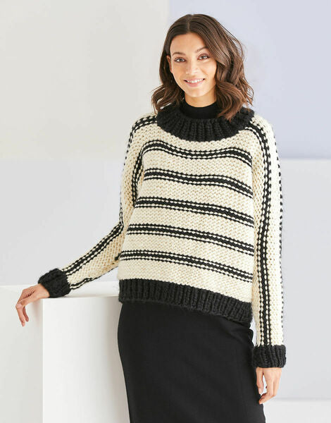 Knitting Pattern Ladies Stripe Sweater Sirdar Adventure Super Chunky 10191