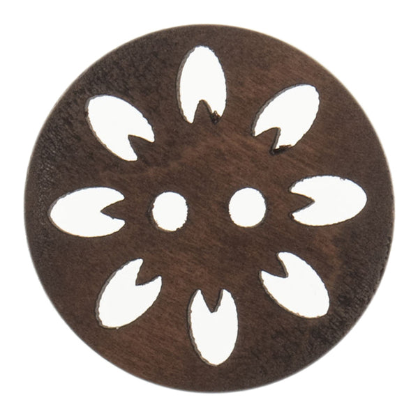 Trimits Buttons Eco-Conscious Wood Flower Cut Out Buttons 2 Hole 25mm Medium Brown - G467125/29