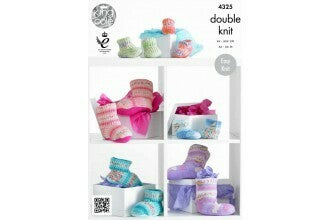 Knitting Pattern Hug Slippers All Ages King Cole Drifter For Baby DK & Comfort DK - 4325