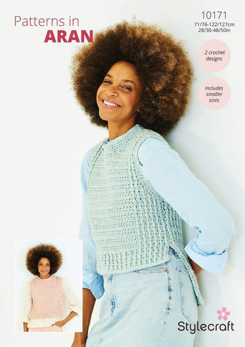Crochet Pattern Tank Tops in Stylecraft Serene & Grace Aran 10171