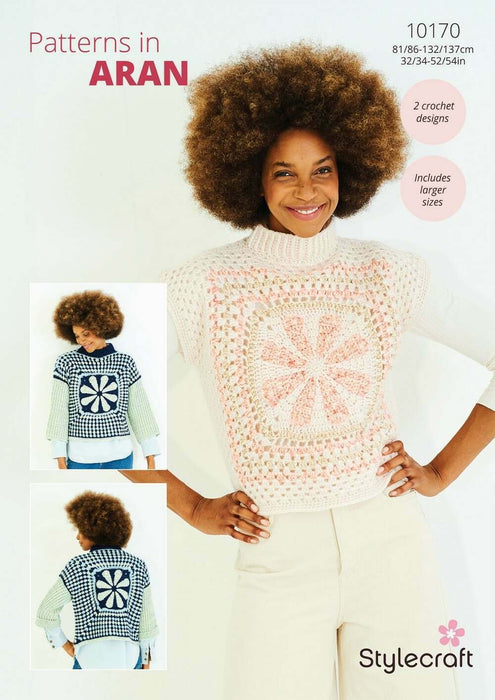 Crochet Pattern Sweater & Tank Top in Stylecraft Serene & Grace Aran 10170