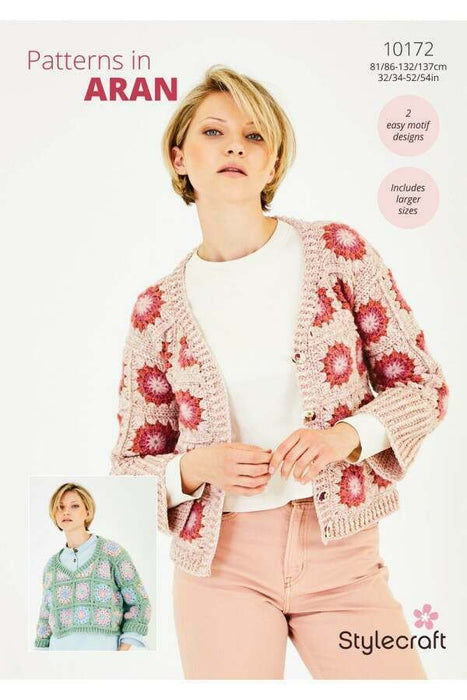 Crochet Pattern Sweater & Cardigan in Stylecraft Serene & Grace Aran 10172