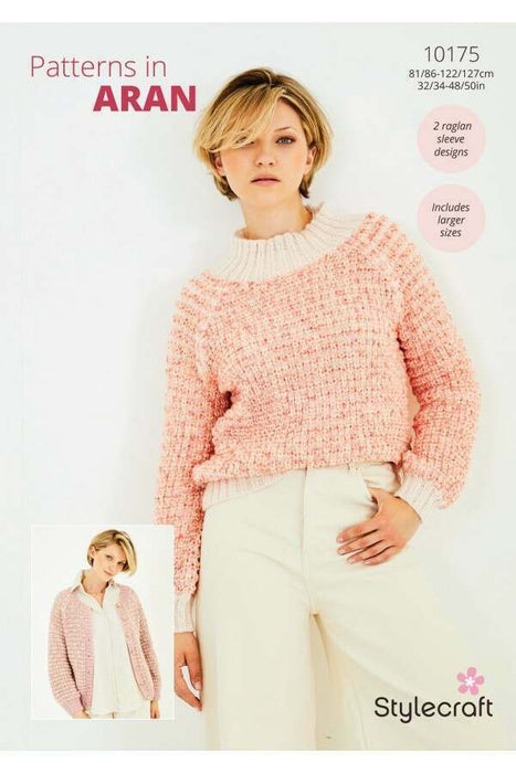 Knitting Pattern Sweater & Cardigan in Stylecraft Serene & Grace Aran 10175