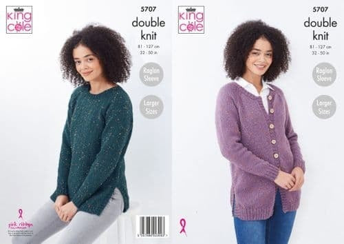 Knitting Pattern Cardigan & Sweater King Cole Big Value Tweed DK - 5707