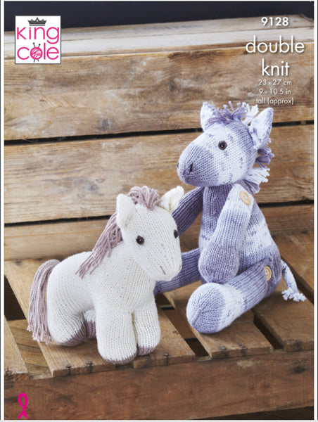 Knitting Pattern Pony With Button On Legs And Standing Pony King Cole Cottonsoft DK - 9128