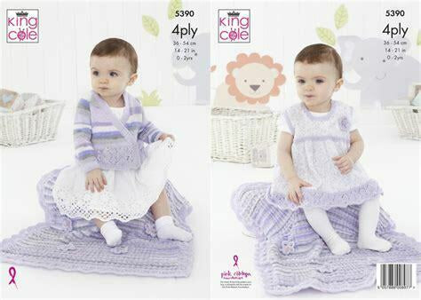 Knitting Pattern Baby Cardigan, Pinafore Dress & Blanket King Cole Big Value Baby 4 Ply - 5390
