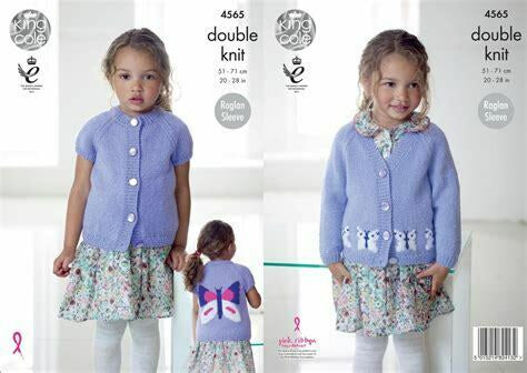 Knitting Pattern Girls Cardigans King Cole DK - 4565