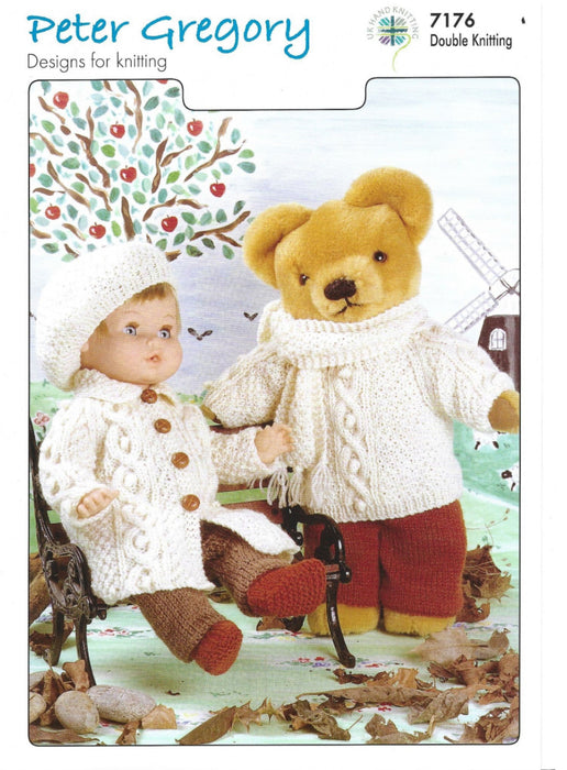 Knitting Pattern Doll & Teddy Outfits in Double Knitting Peter Gregory UKHKA 7176