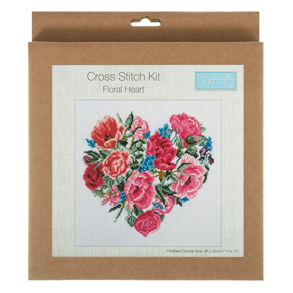 Trimits Cross Stitch Kit Floral Heart - GCS118