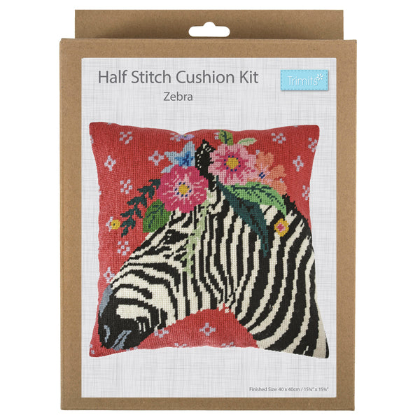 Trimits Half Stitch Tapestry Cushion Kit Zebra - GCS1112
