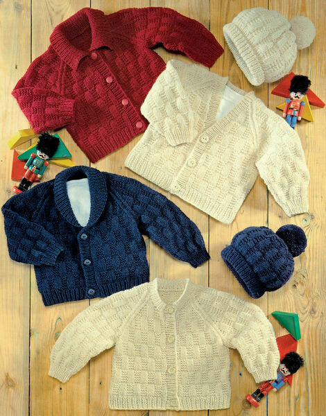 Knitting Pattern Baby Cardigans & Hat Sirdar Snuggly DK 3956