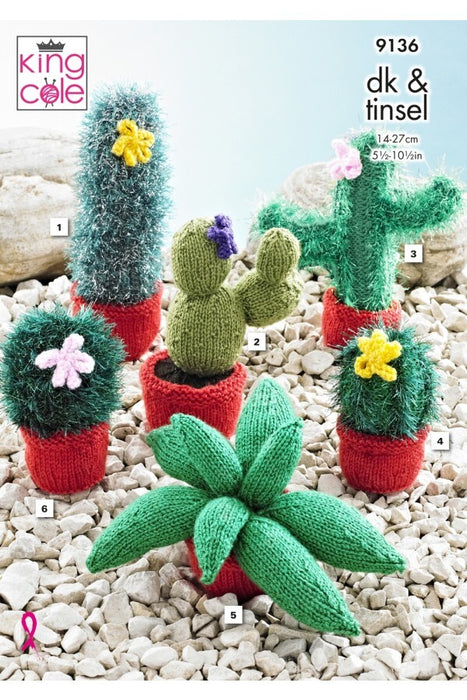 Knitting Pattern Cacti Knitted in Tinsel & DK 9136