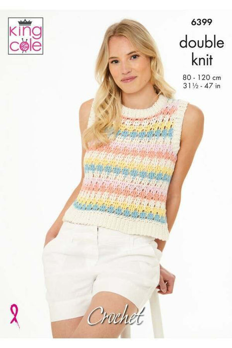 Crochet Pattern Tank Tops in King Cole Cottonsoft DK 6399