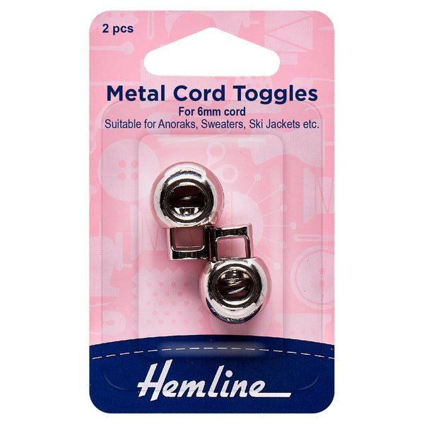 Hemline Metal Cord Toggles 6mm - H459.NK