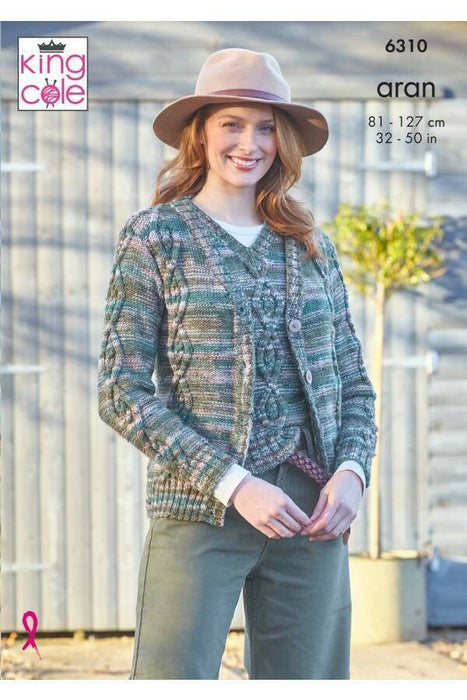 Knitting Pattern Tank & Cardigan Knitted in King Cole Homespun Prism Aran 6310
