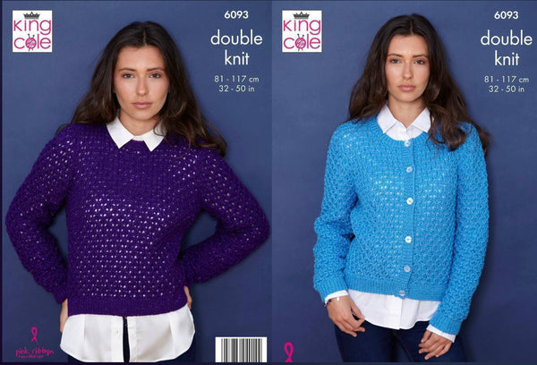 Knitting Pattern Ladies Sweater & Cardigan King Cole Glitz DK - 6093