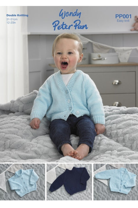 Knitting Pattern Baby Cardigans & Sweater in Wendy Peter Pan DK PP001