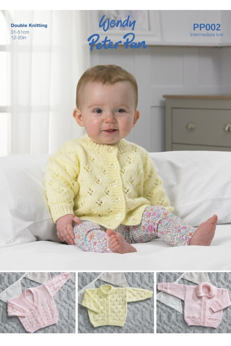 Knitting Pattern Baby Cardigans in Wendy Peter Pan DK PP002