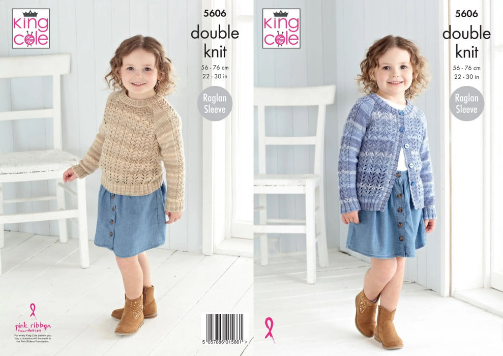 Knitting Pattern Childs Sweater & Cardigan in King Cole Island Beaches DK 5606 *