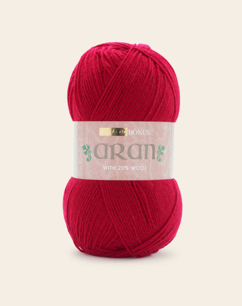 Hayfield Bonus With Wool Aran Yarn 400g - Cherry 0950 Mhd