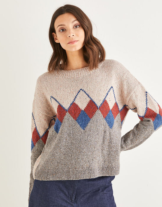 Knitting Pattern Women’s Intarsia Argyll Sweater in Sirdar Haworth Tweed DK 10155