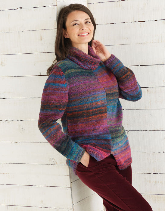 Knitting Pattern Two-Tone Sweater in Sirdar Jewelspun Aran 10030