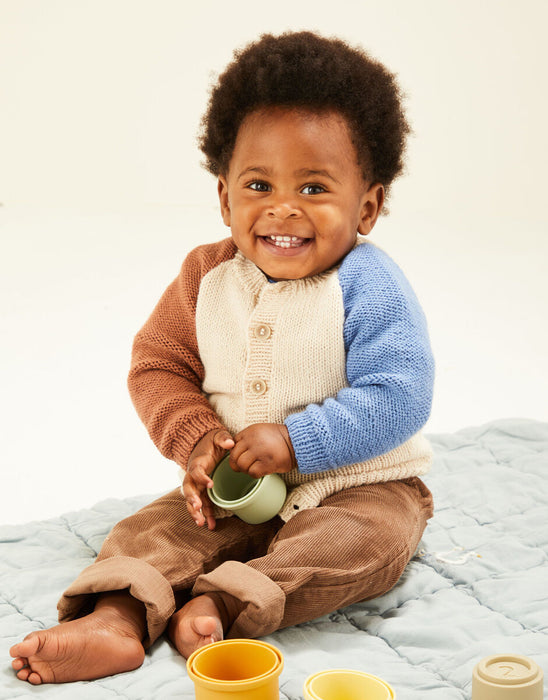 Knitting Pattern Baby Colour Block Cardigan in Sirdar Snuggly DK 5488