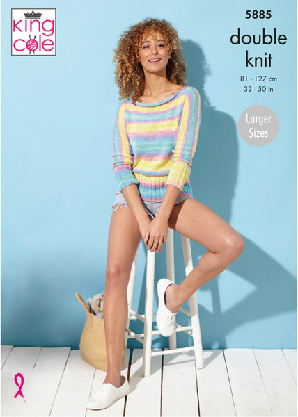 Knitting Pattern Ladies Jacket & Sweater King Cole Tropical Beaches DK - 5885