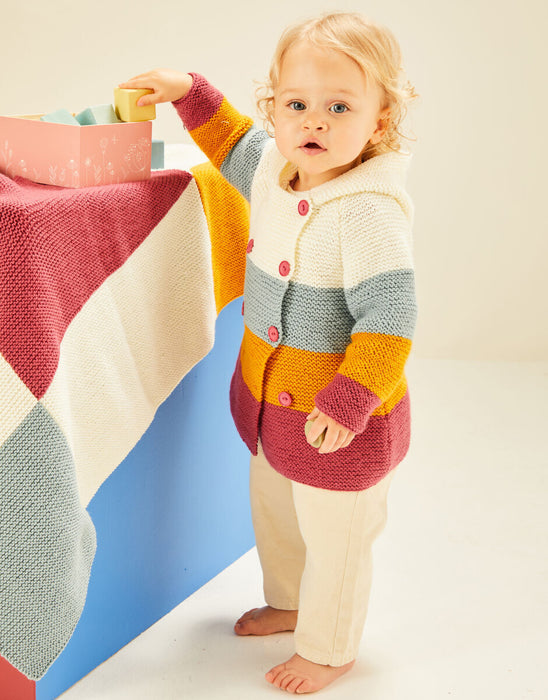 Knitting Pattern Colour Block Duffle & Blanket in Sirdar Snuggly DK 5492