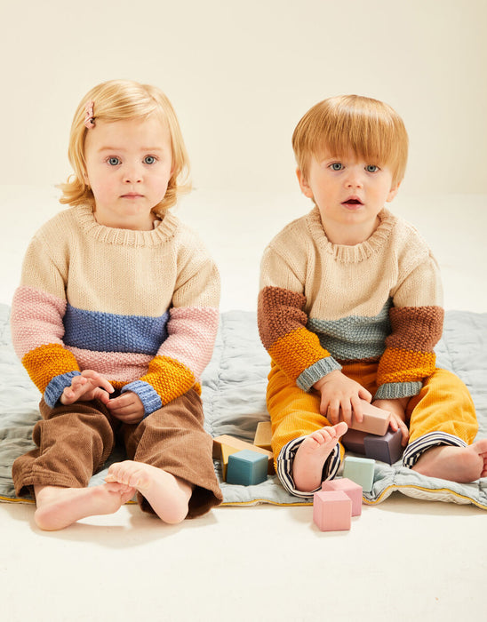 Knitting Pattern Baby Colour Block Sweater in Sirdar Snuggly DK 5487
